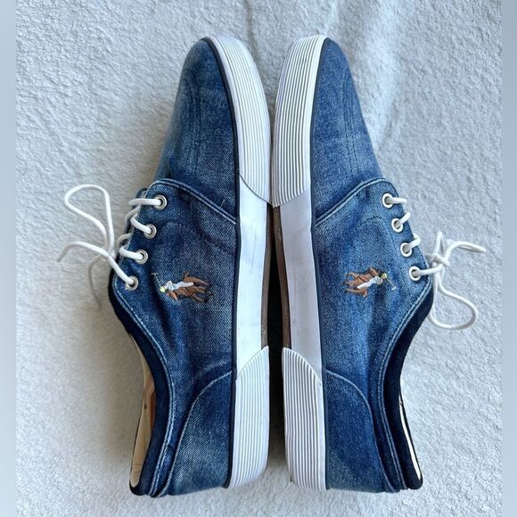 Polo Ralph Lauren Men's Blue Faxon Classic‎ Low-Top Denim Sneakers Size 14D - Picture 11 of 12